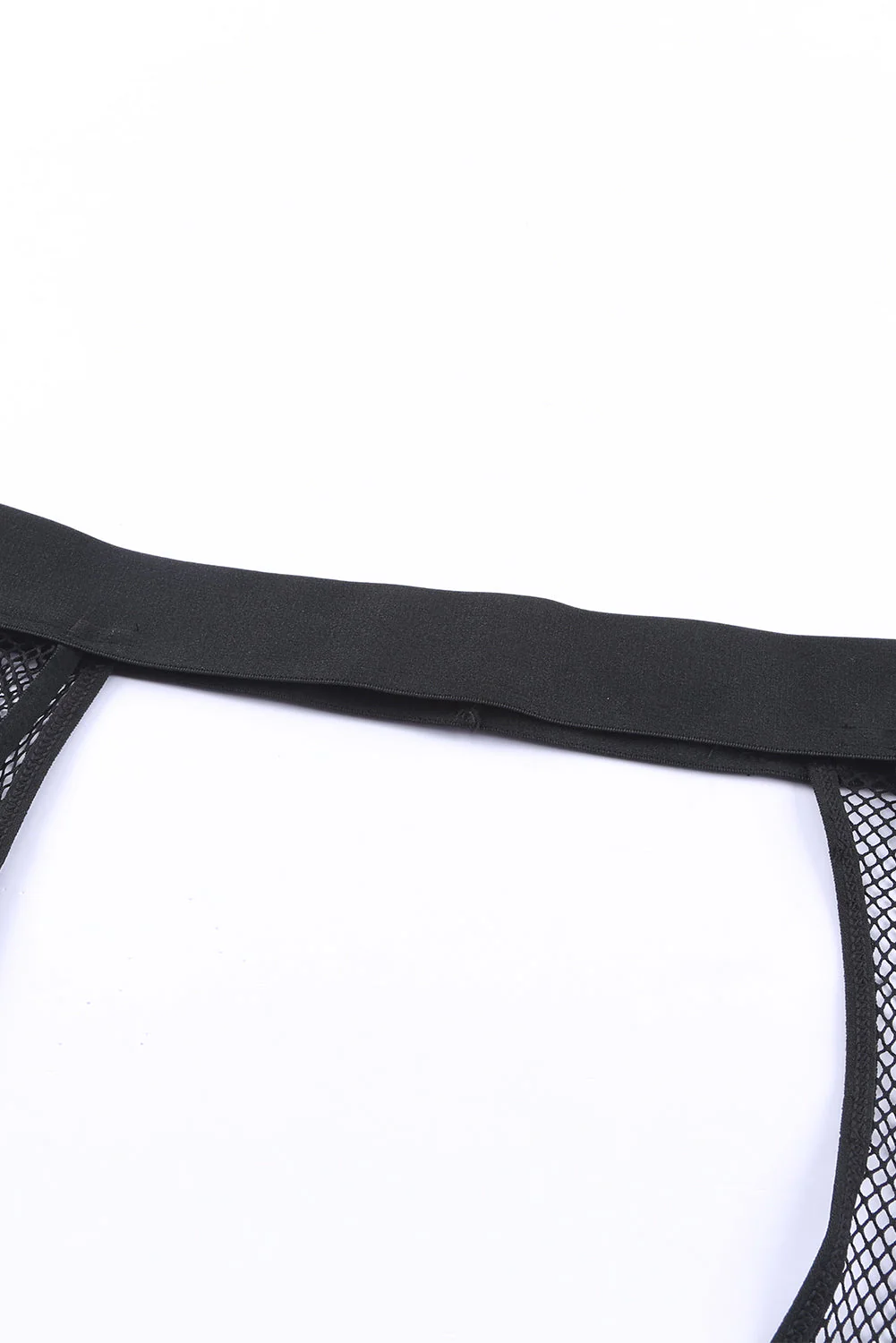 Black Halter Backless Fishnet Lingerie Set With Shorts - Image 16