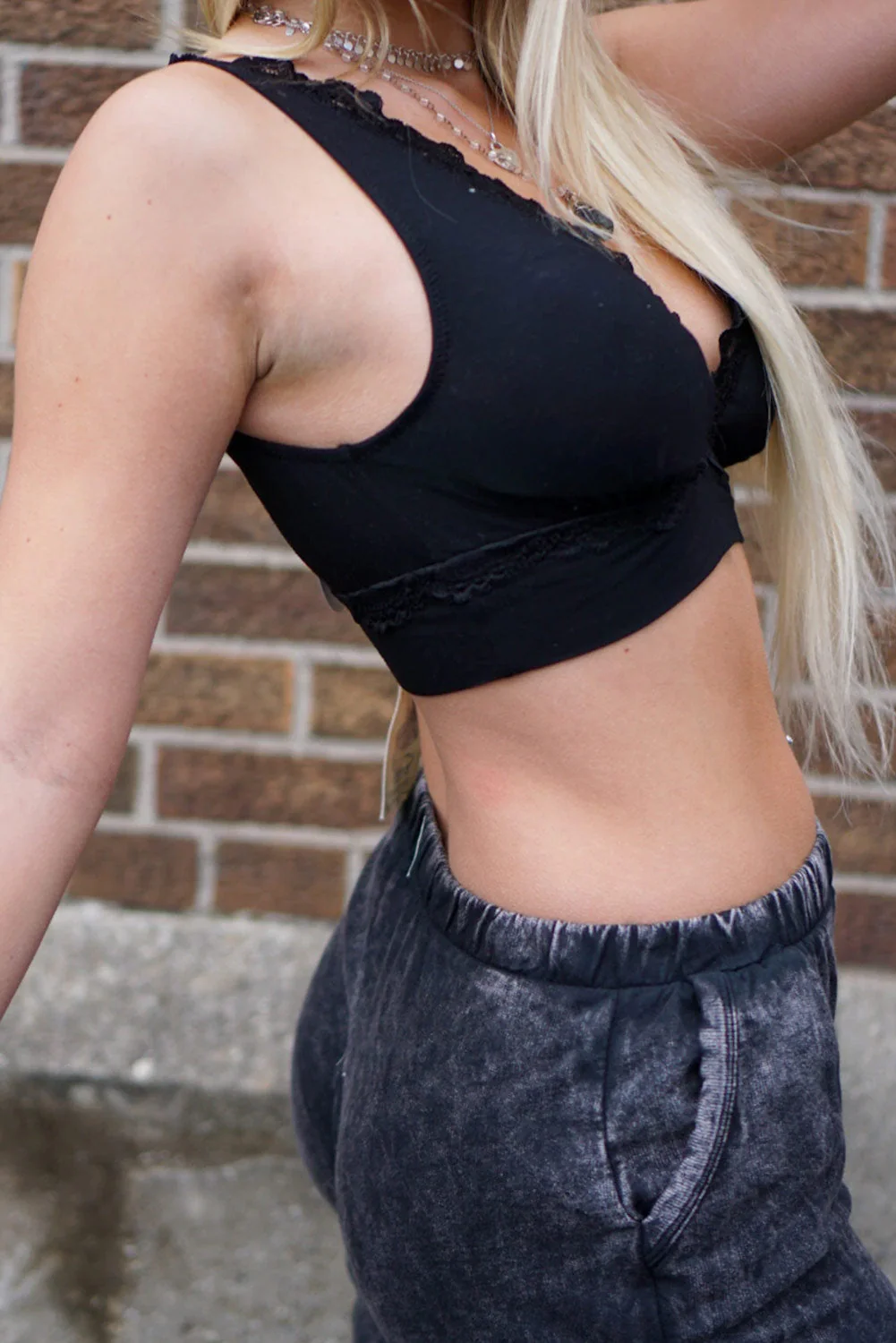 Black Lace V Neckline Bralette - Image 3