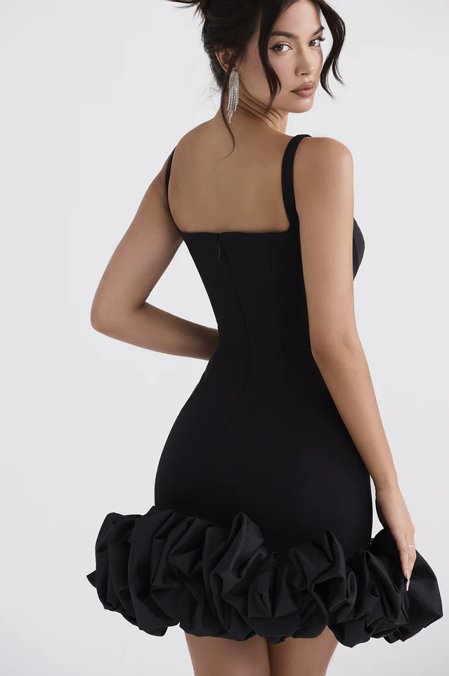 Black Ruffle Hem Dress - Image 6