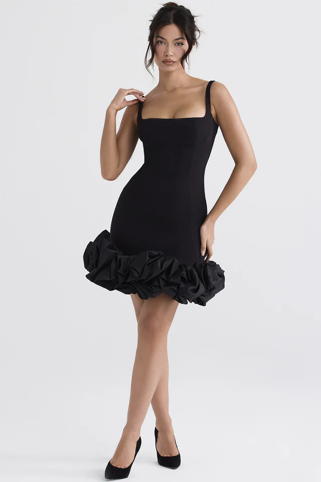 Black Ruffle Hem Dress - Image 7