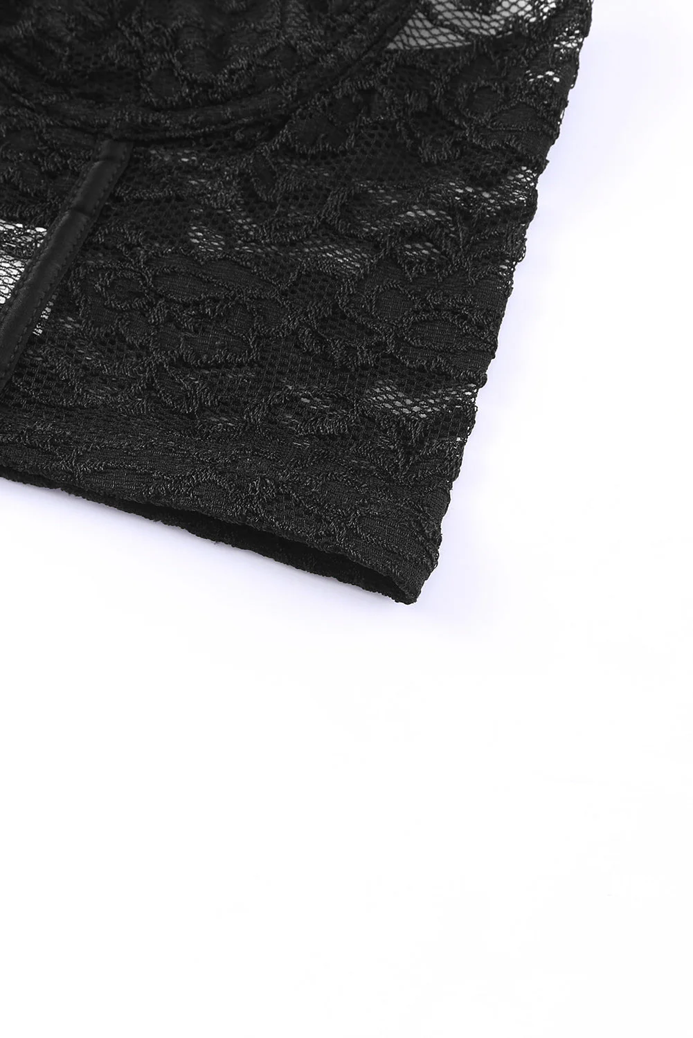 Black Soft Bone Lace Bustier Lingerie Set - Image 8