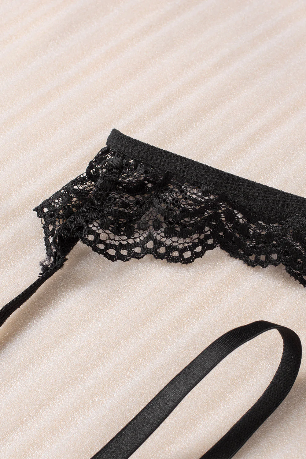 Black Spaghetti Strap Mesh Lace Babydoll Set - Image 17