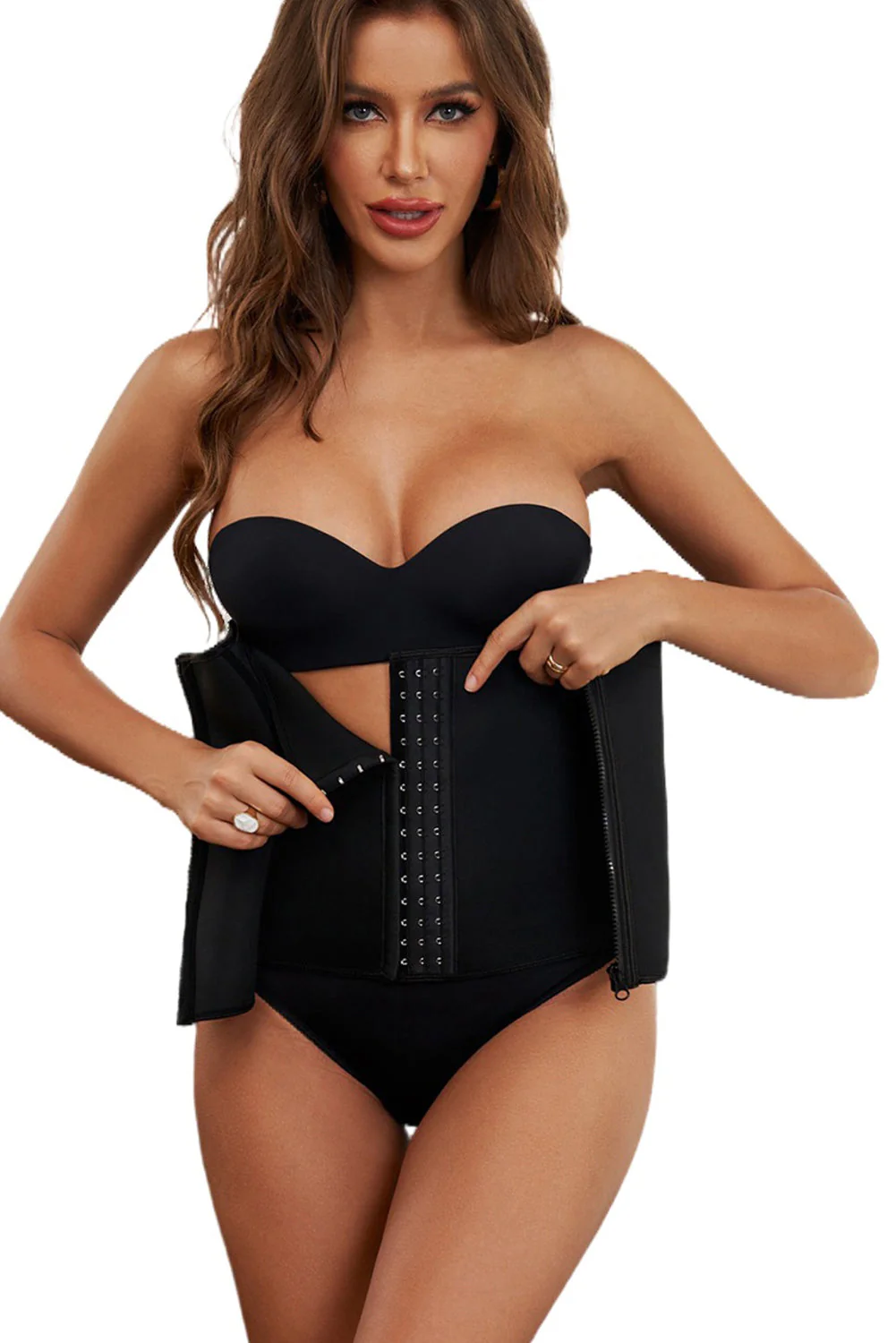 Black Zipper Body Shaper Slimming Waist Trainer - Image 7