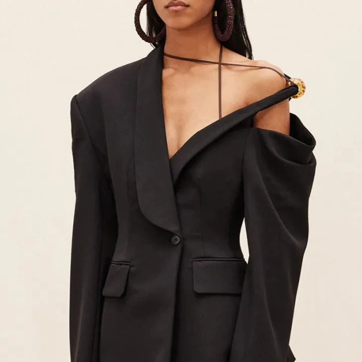 ALYNA ONE SHOULDER Blazer with BALL - Image 8