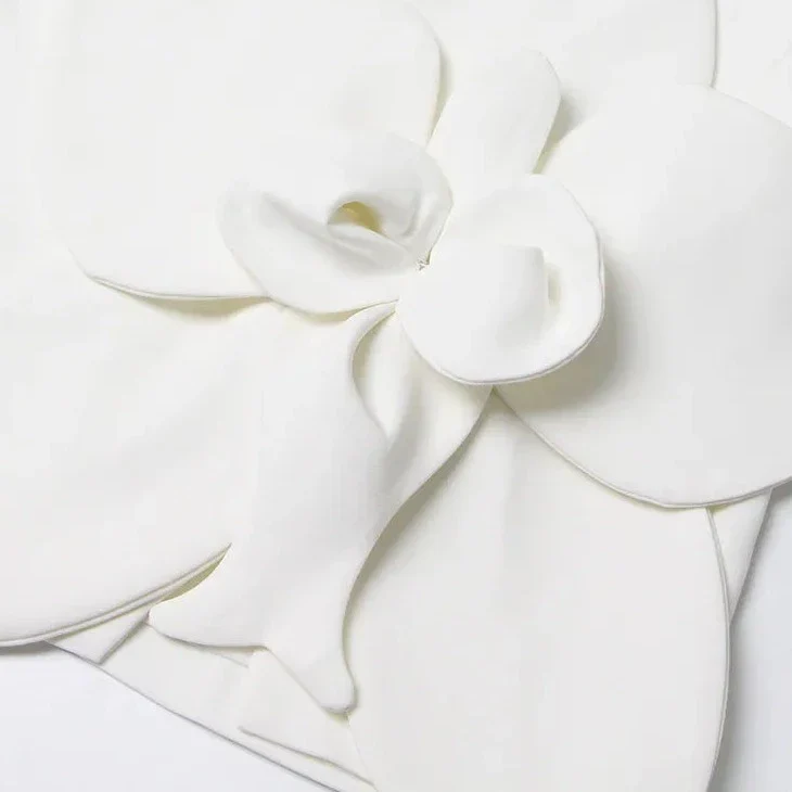 WHITE Blazer Dress with FLowER DETAIL - Image 10