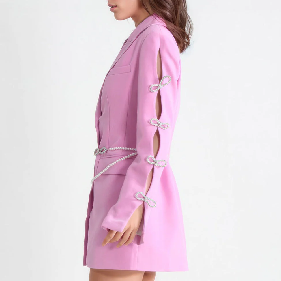 Blazer Dress with CUT Out SleeveS - Pink - Image 2