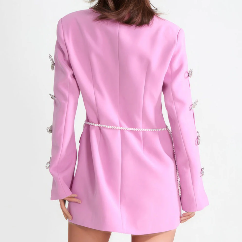 Blazer Dress with CUT Out SleeveS - Pink - Image 3