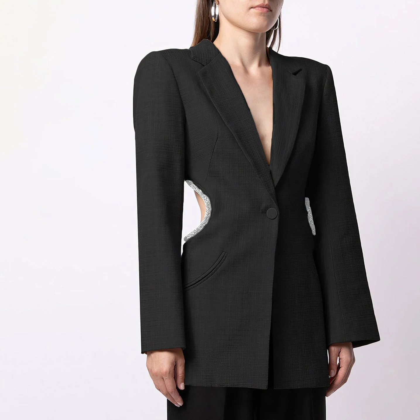 Black Backless Blazer with Glitter Rope - Image 3