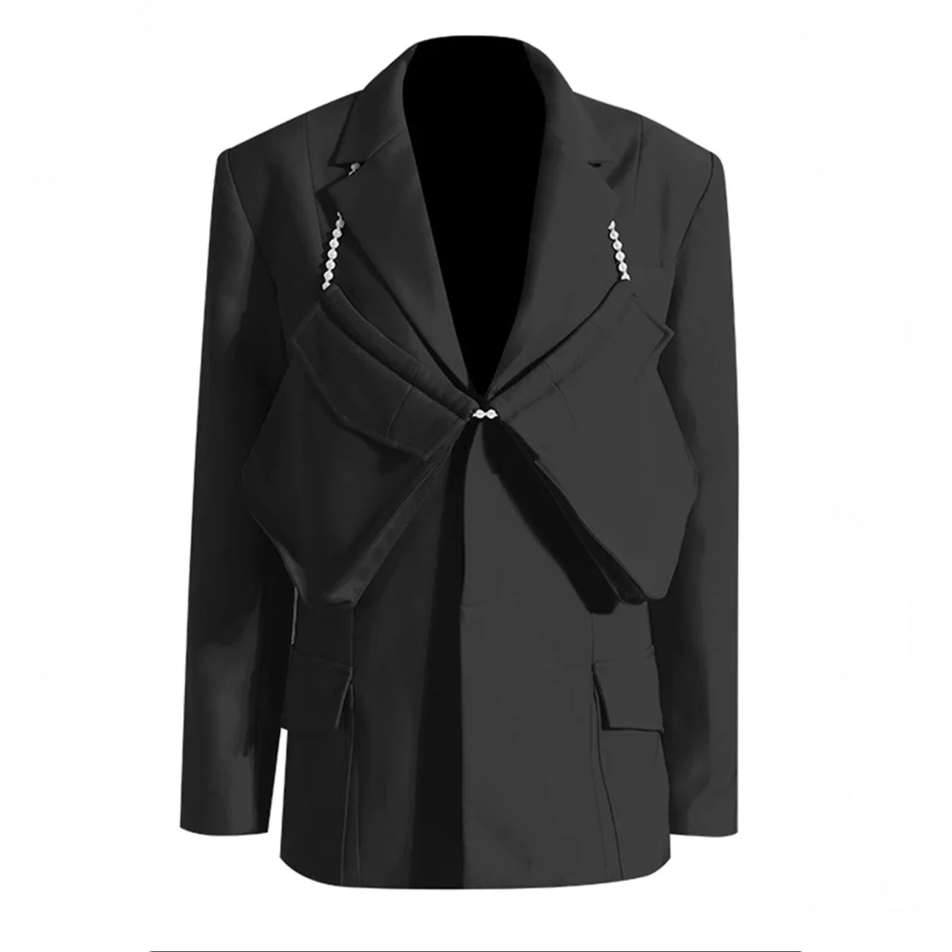 Black Blazer with RHINESTONE CHAIN - Image 3