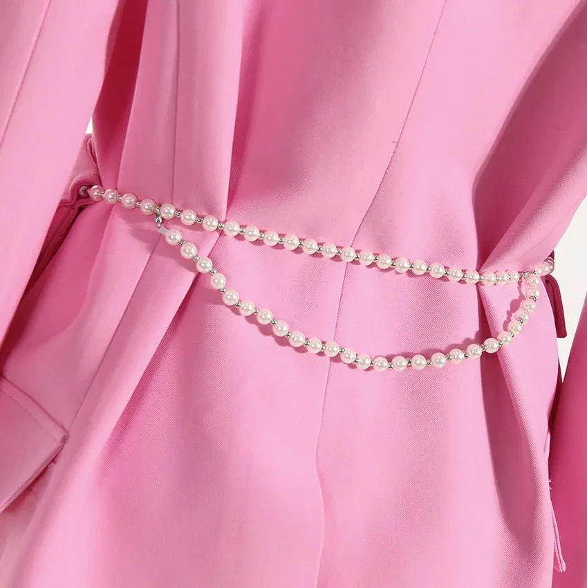PINK Blazer with RHINESTONES CHAIN - Image 4
