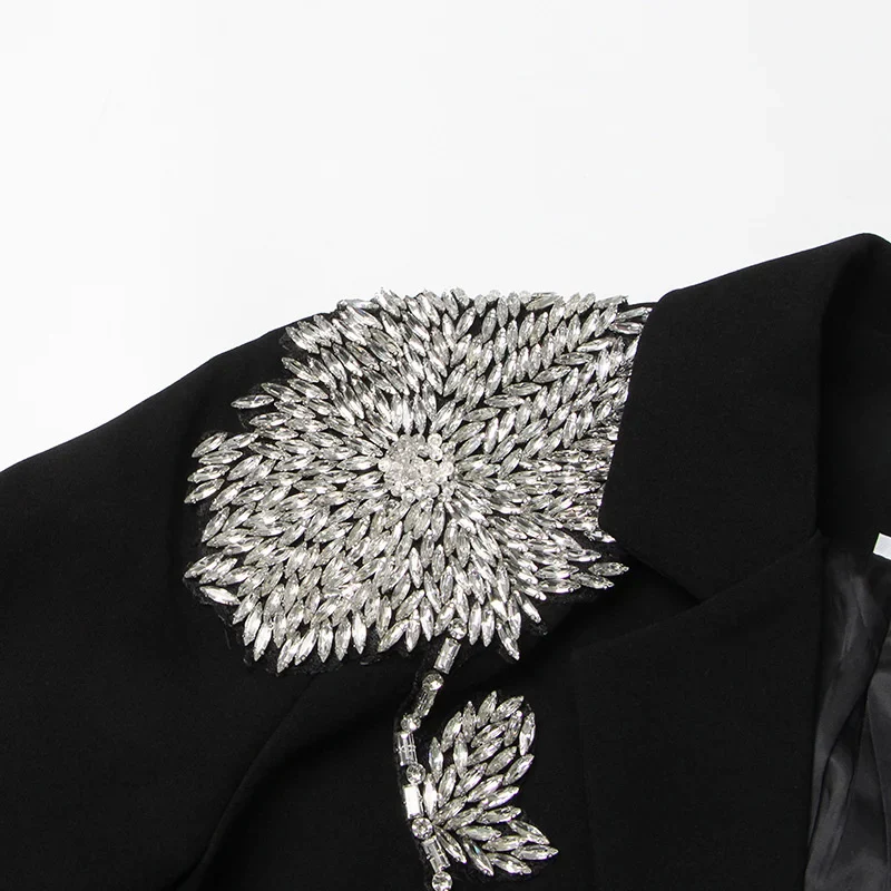 Black Blazer with RHINESTONE FLowER - Image 10