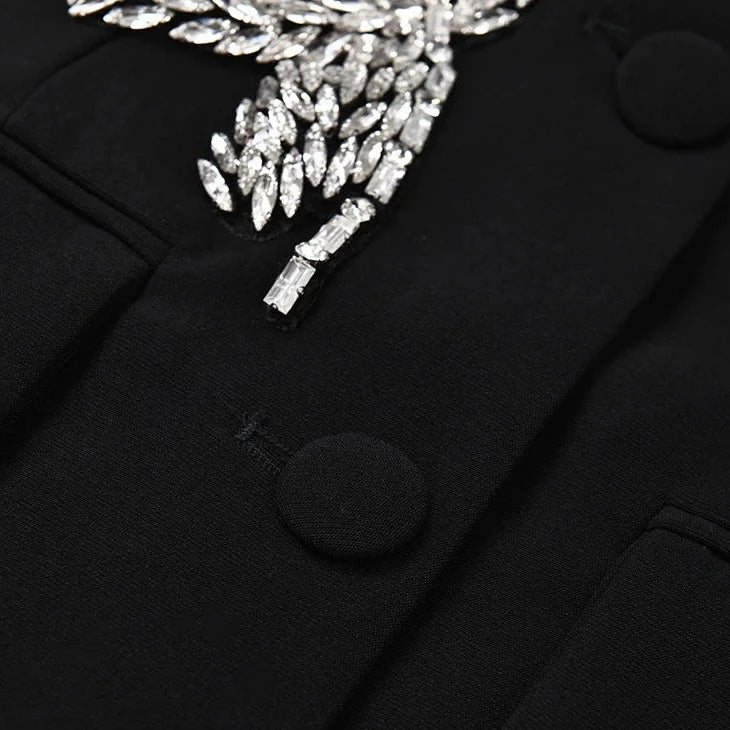 Black Blazer with RHINESTONE FLowER - Image 14