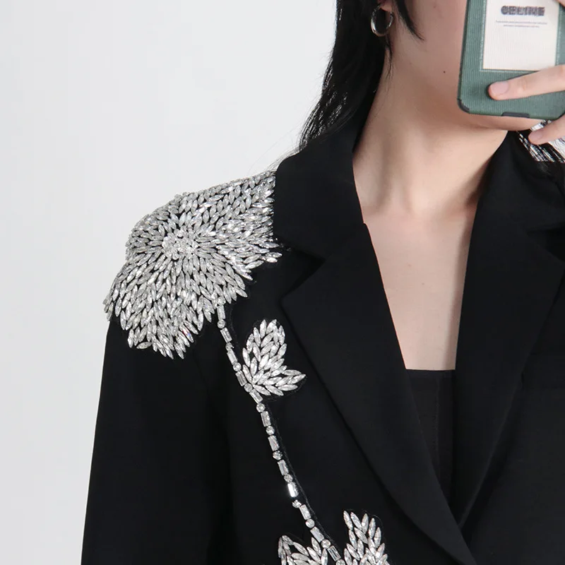 Black Blazer with RHINESTONE FLowER - Image 6