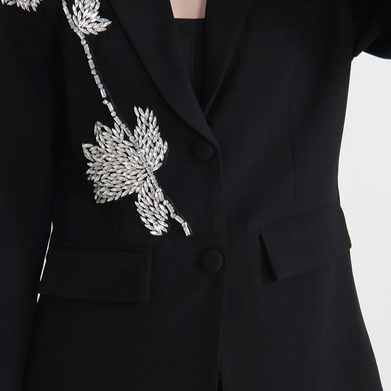 Black Blazer with RHINESTONE FLowER - Image 7