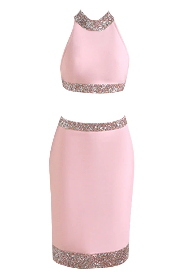 Bliss Halter Glitter Cocktail Dress Set - Image 6