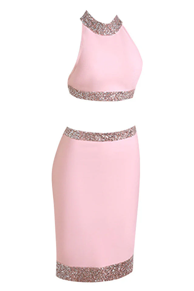 Bliss Halter Glitter Cocktail Dress Set - Image 7