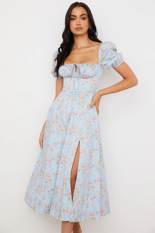 Blue And Pink Vintage Print Midi Skirt - Image 2