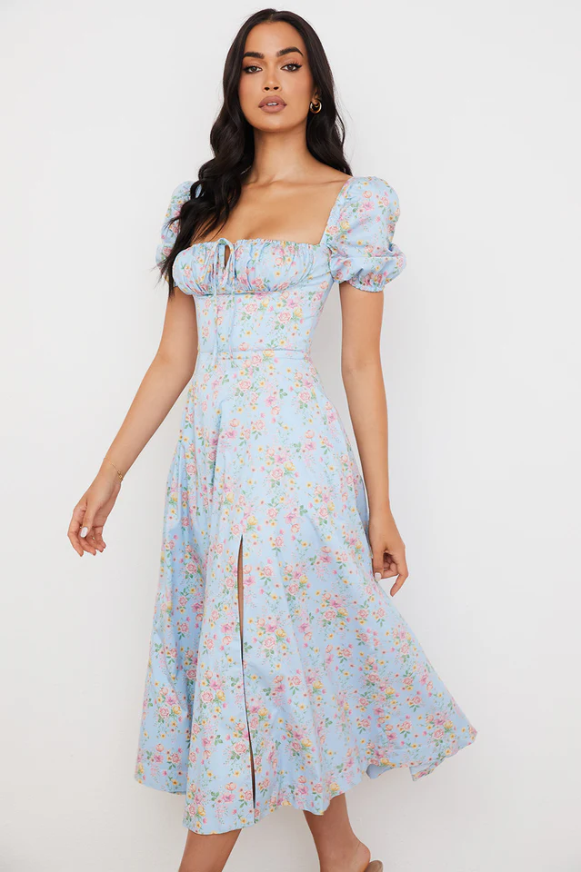 Blue And Pink Vintage Print Midi Skirt - Image 3