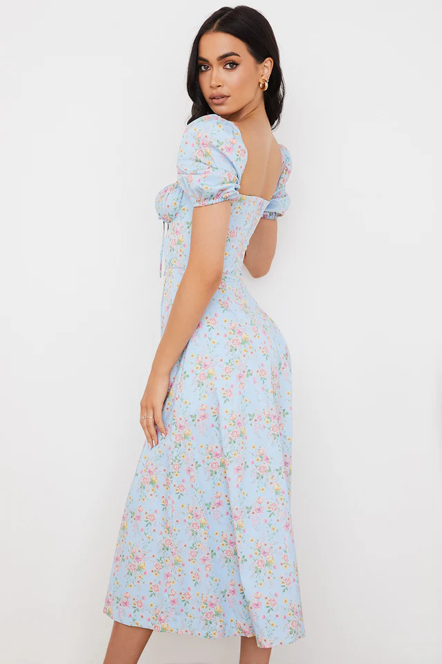 Blue And Pink Vintage Print Midi Skirt - Image 4