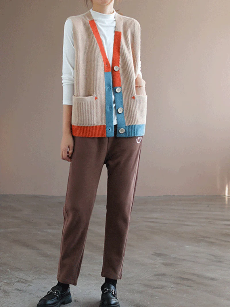 Blue Moon V-neck Knitted Vest Waistcoat Cardigan Sweater - Image 14