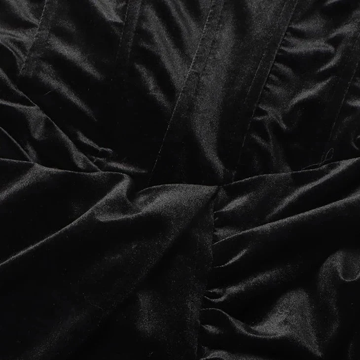 Black MIDI Dress with CORSET Long SleeveS and FRONT SLIT - Image 7