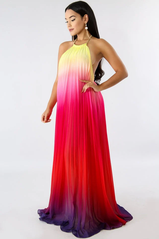 Bohemian Backless Beach Gradient Halter Dress - Image 16