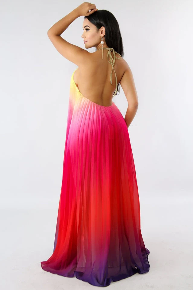 Bohemian Backless Beach Gradient Halter Dress - Image 17