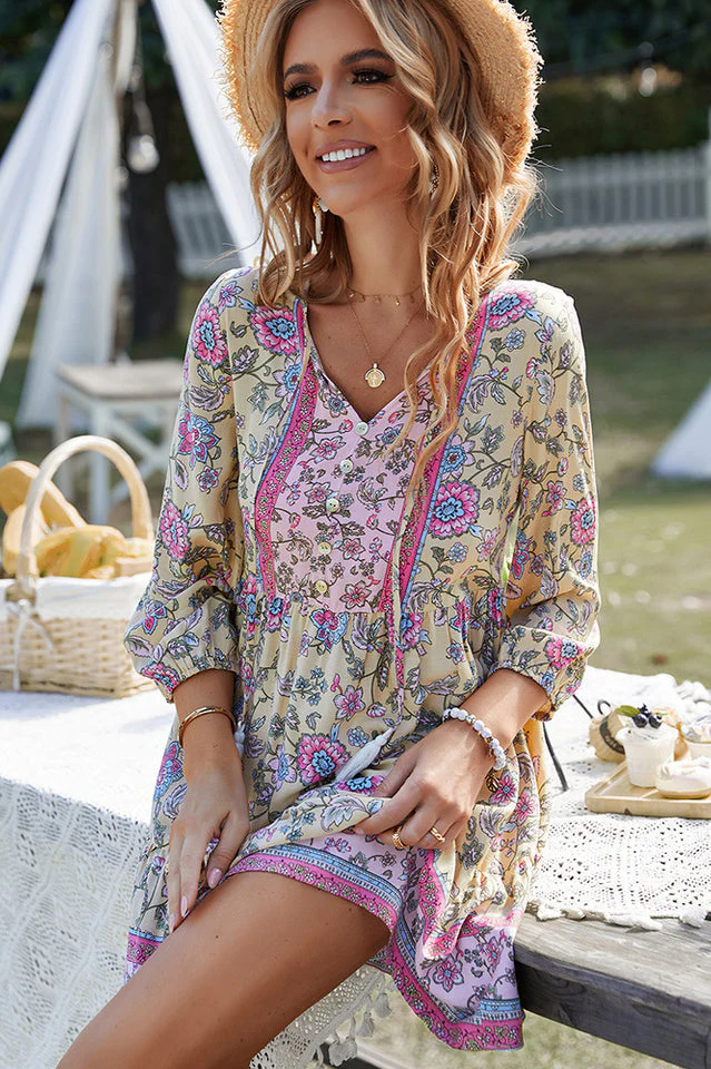 Bohemian Tassel Tie Tiered Dress - Image 10