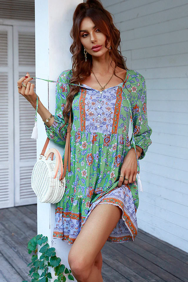 Bohemian Tassel Tie Tiered Dress - Image 16