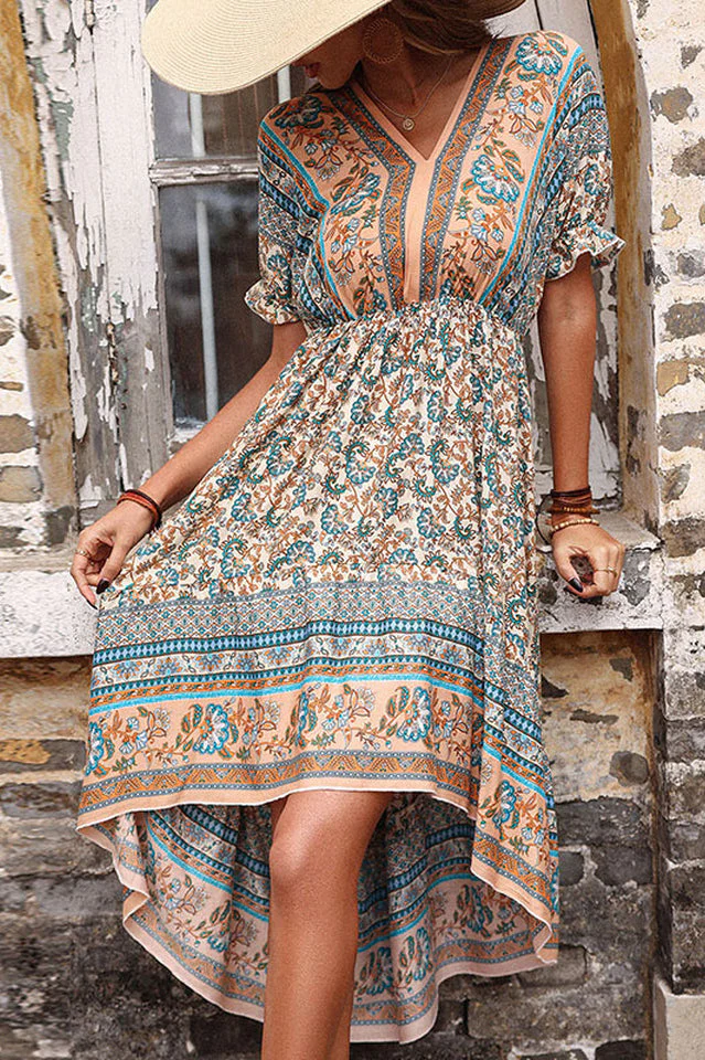 Bohemian Vibes Apricot Dress - Image 8
