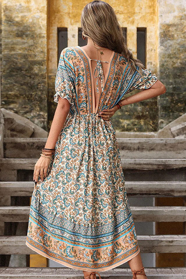 Bohemian Vibes Apricot Dress - Image 9