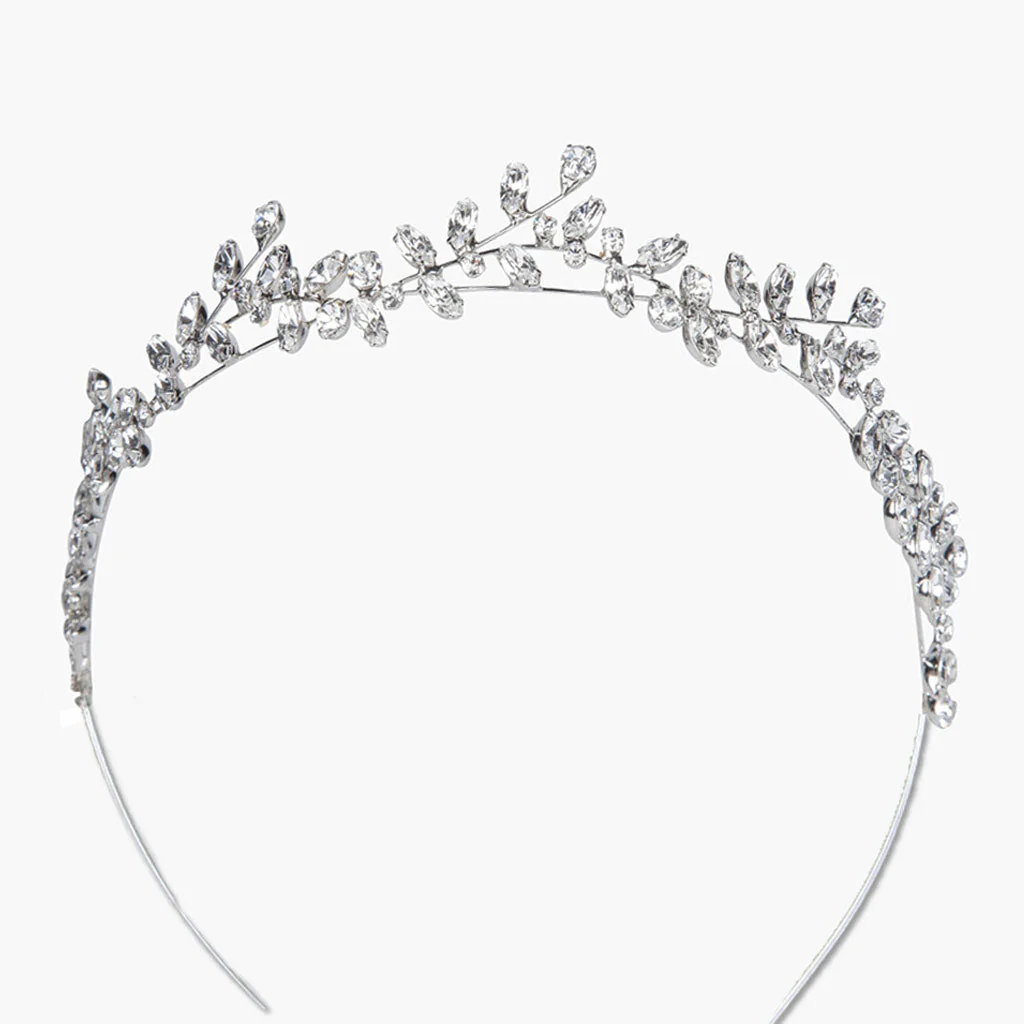 Boho Rhinestone Leaf Motif Embellished Headband - Silver - Image 2