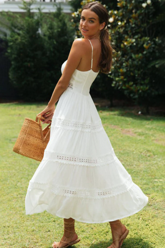 Boho Sling Lace Panel Maxi Dress - Image 2
