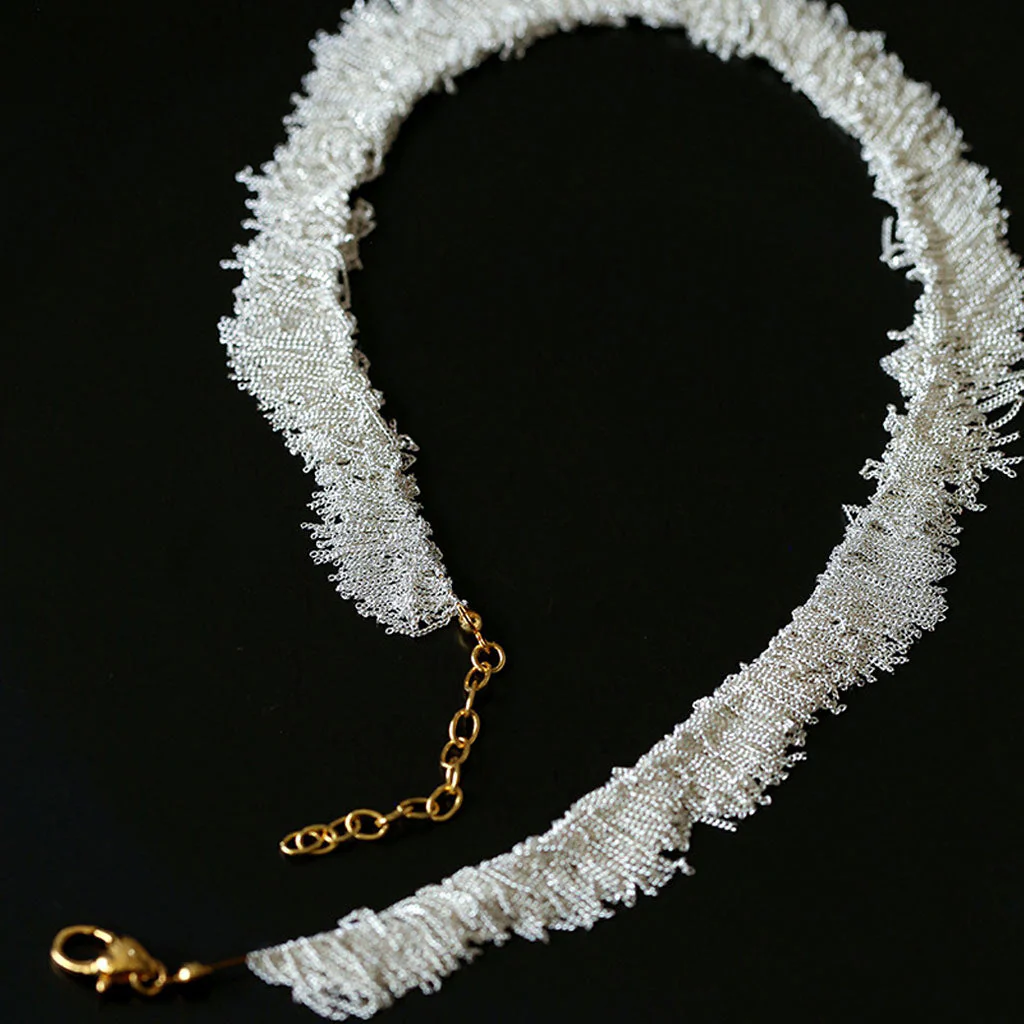 Bold 18K Gold Plated Sterling Silver Waterfall Tassel Choker NeckLace - Image 4