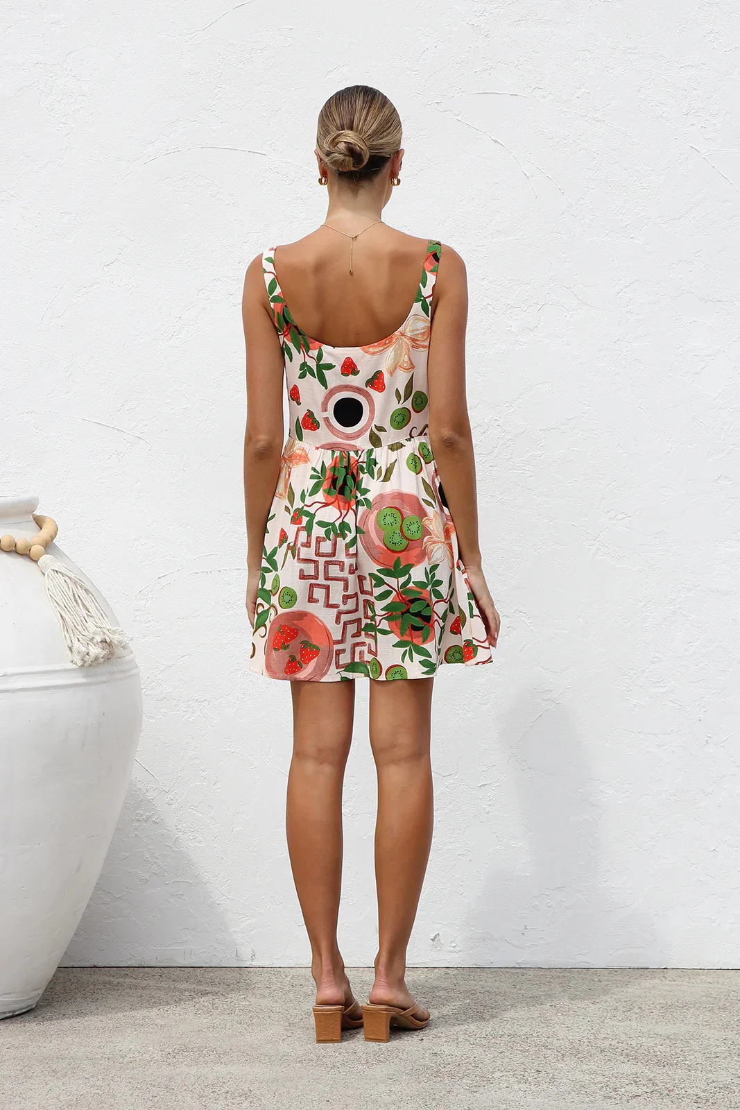 Botanical Print Sleeveless Button-Down Mini Dress - Image 9
