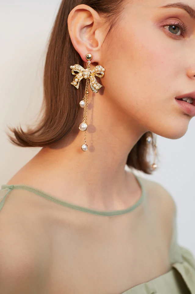 Bow Shape Drop Earrings - Image 5