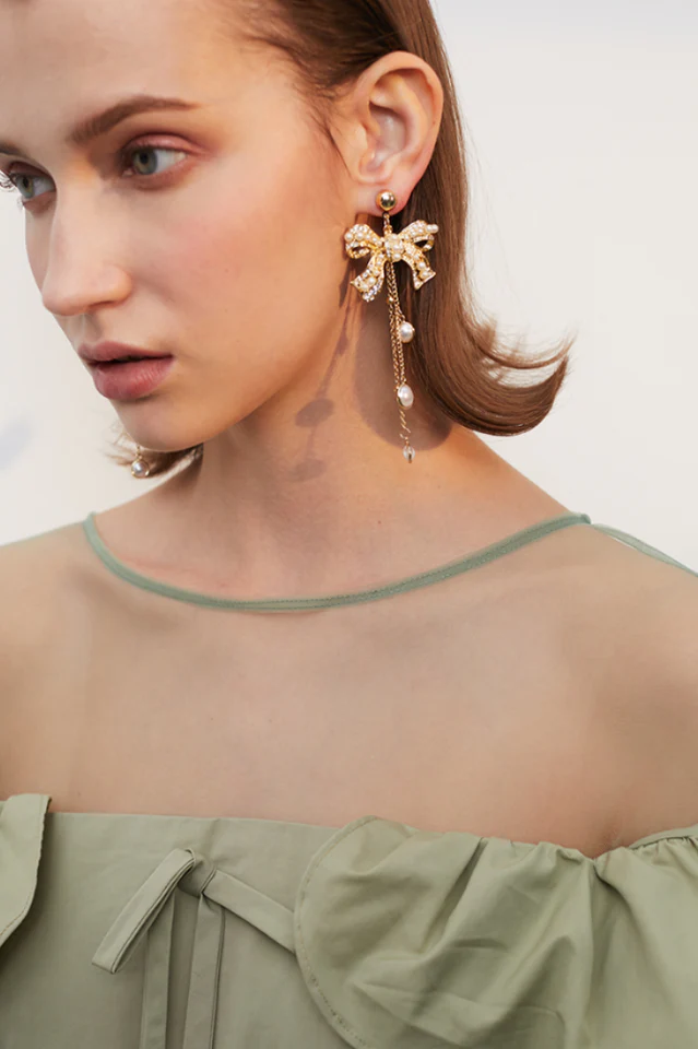 Bow Shape Drop Earrings - Image 6
