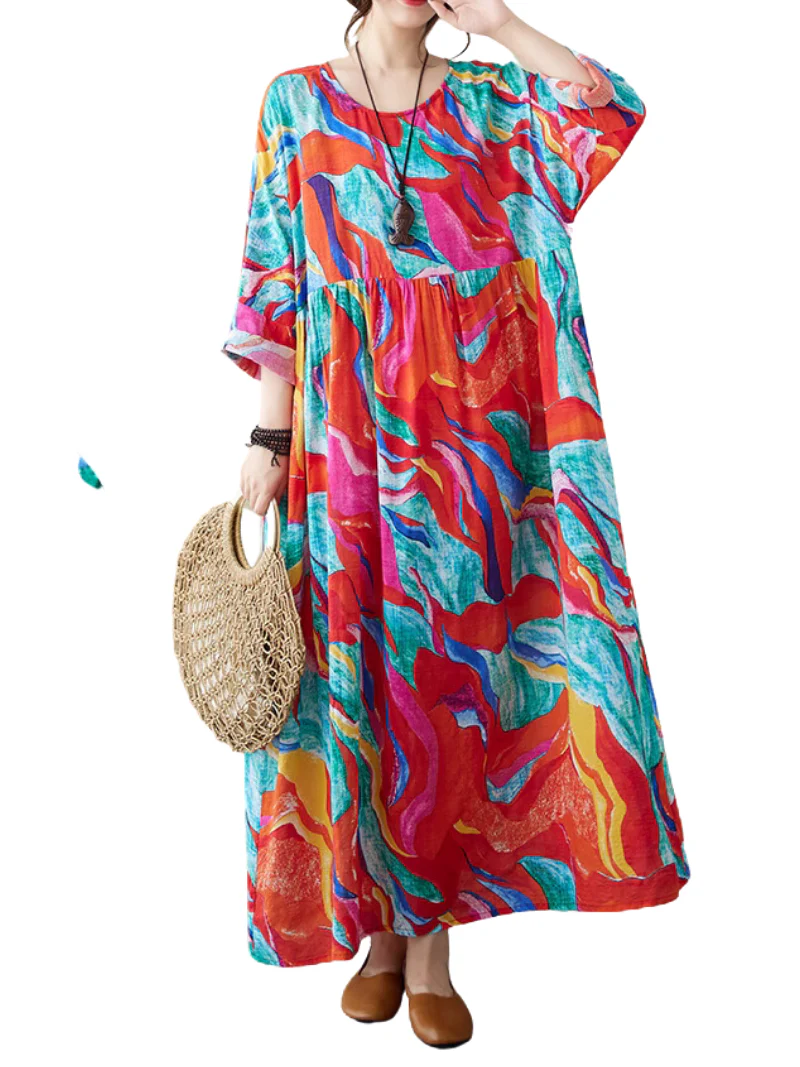 Breezy Bliss Summer Colorful Smock Dress - Image 2