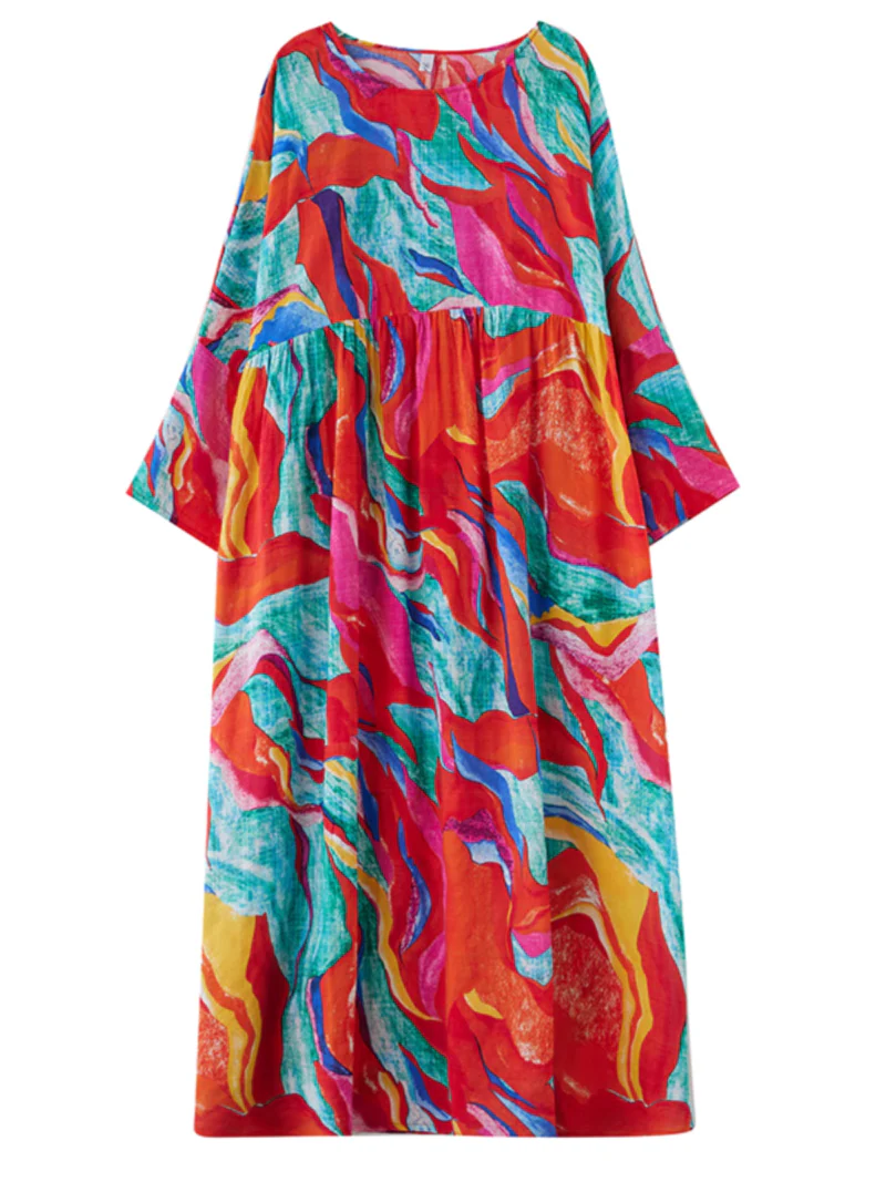 Breezy Bliss Summer Colorful Smock Dress - Image 7