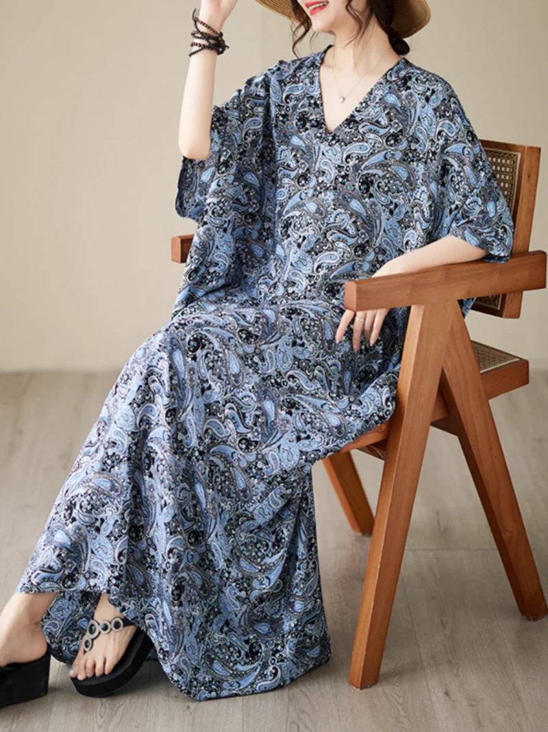 Breezy Elegance Kaftan Dress with Side Pockets - Image 6