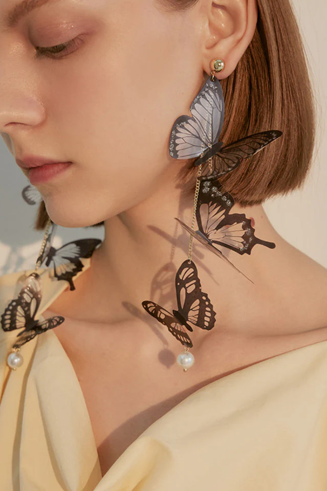 Butterfly Pendant Long Earrings - Image 2