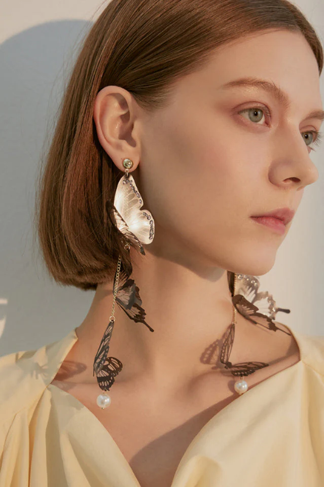 Butterfly Pendant Long Earrings - Image 4