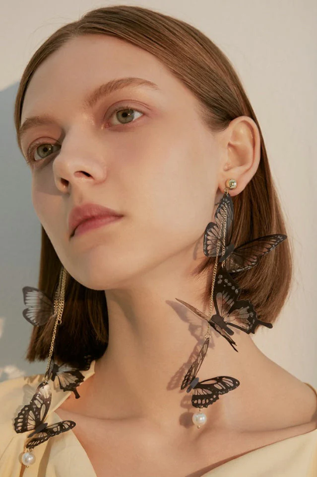 Butterfly Pendant Long Earrings - Image 5
