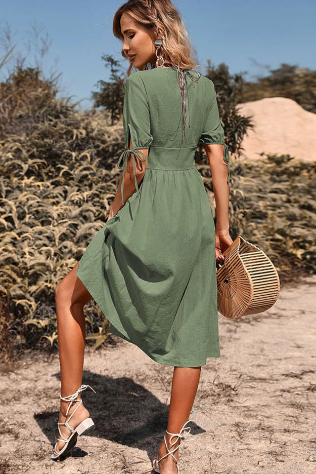 Button Through Linen Dress - Image 3