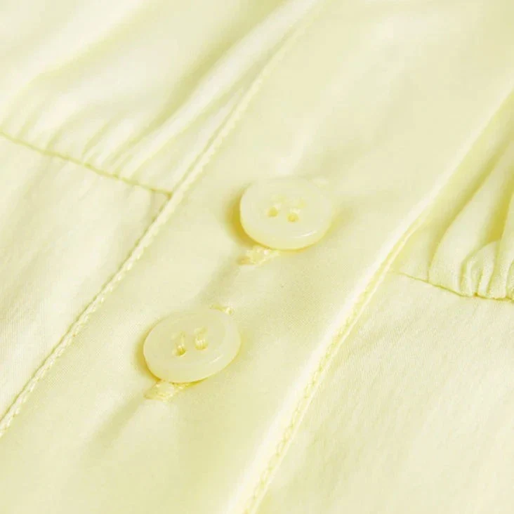 BUTTONED Long Sleeve MIDI Dress - YelLow - Image 6