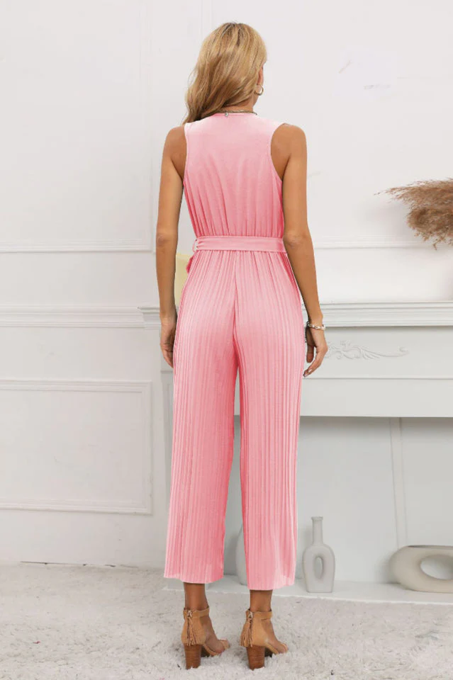 Calf Length Pleated Ruffled Jumpsuit - Image 12