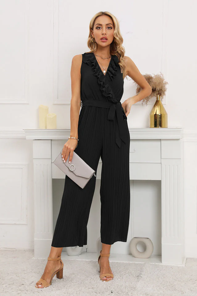 Calf Length Pleated Ruffled Jumpsuit - Image 13