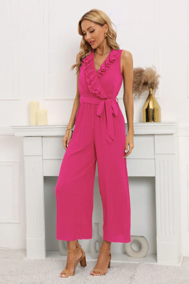 Calf Length Pleated Ruffled Jumpsuit - Image 18