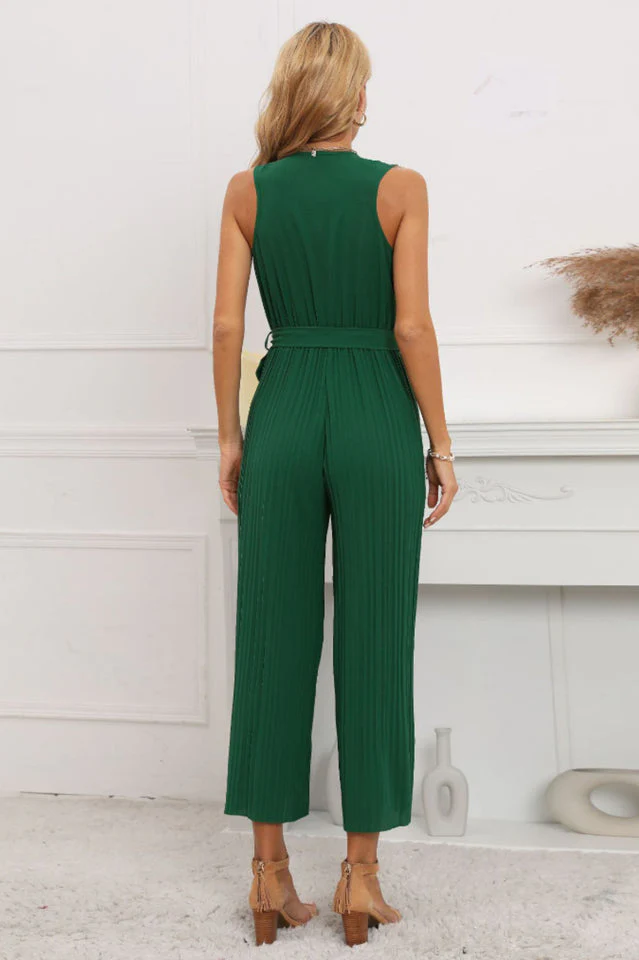 Calf Length Pleated Ruffled Jumpsuit - Image 2