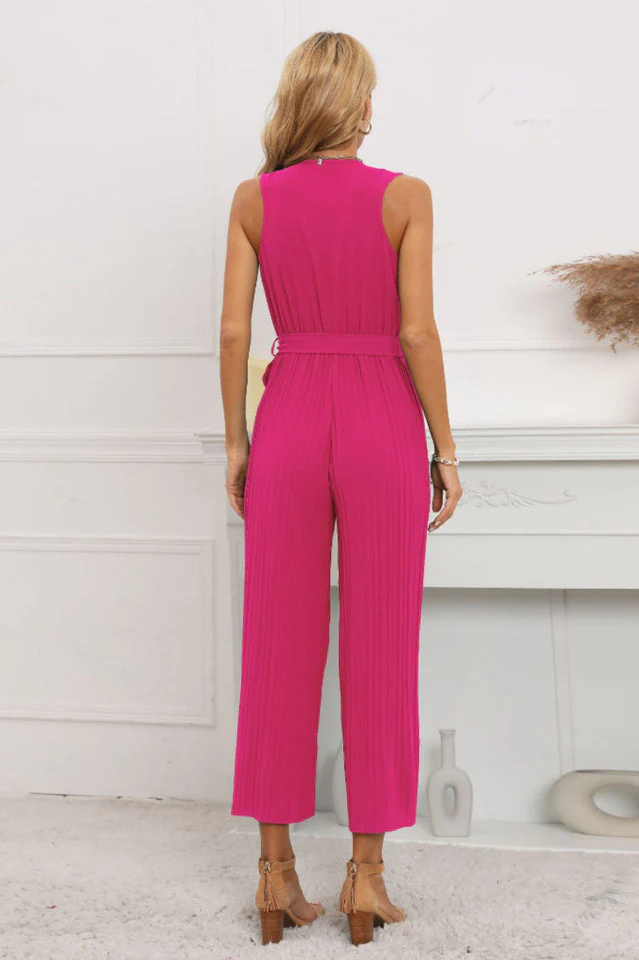 Calf Length Pleated Ruffled Jumpsuit - Image 20